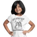 girl wearing unicorn coloring tshirt